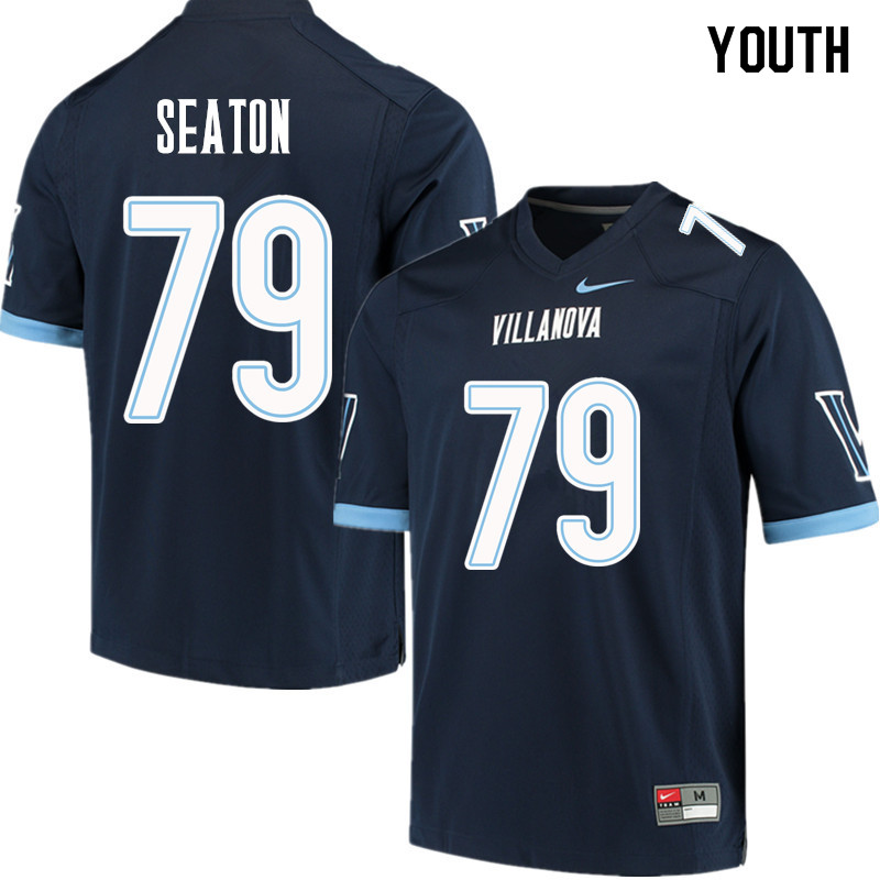 Youth #79 Brad Seaton Villanova Wildcats College Football Jerseys Sale-Navy